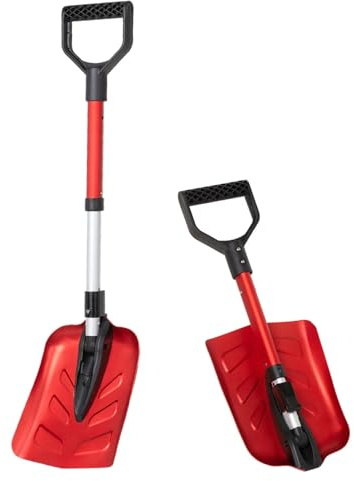 SnowPro Schneeschaufel für Auto, schnelles Zusammenklappen und Teleskop-Design für Notfall Schneeräumung – Kompaktes Schneeschaufel-Set mit Handschuhen – zusammenklappbare und tragbare