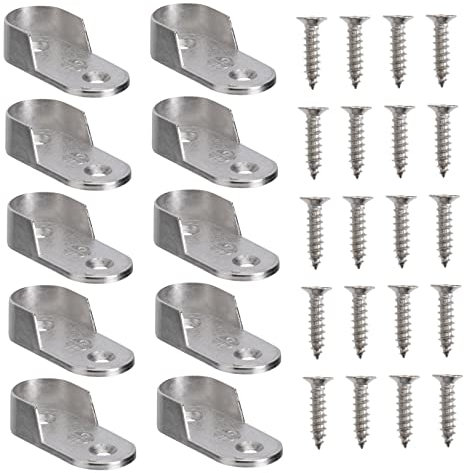 DOITOOL 30pezzi Ferramenta Per Mobili Staffa Di Supporto Per Tubi Per Guardaroba Supporto Per Asta Appendiabiti Supporti Ovali Per Asta Armadio Accessori Per Mobili Supporti e Viti
