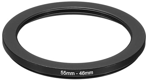 PATIKIL Anello di Riduzione in Metallo da 55mm a 46mm per Paraluce Nero | Anello Adattatore Filtro Obiettivo Fotocamera, Anello Adattatore Filtro in Alluminio, Obiettivo Fotocamera