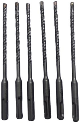 SDS Plus Masonry Drill Bits, 6mm x 160mm, Cross Tip, Pack of 6 for Masonry, Brick, Concrete
