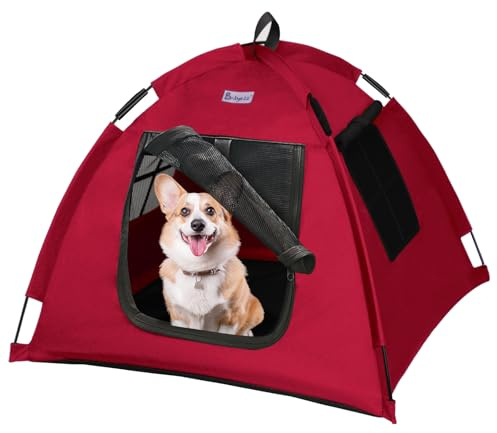 Babyezz Tienda de campaña para perros/gatos, tienda de campaña impermeable Tipi, transpirable, lavable para interior y exterior, cueva portátil para perros/gatos, para gatitos, cachorros (rojo, S)