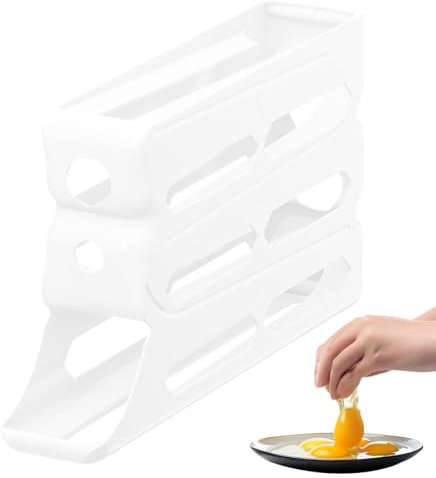 Rrlihjgu Dispensador De Huevos Enrollable Para Refrigerador,Rejilla Para Huevos Para Refrigerador,Bandeja de huevos con ruedas automáticas - Huevera de gran capacidad para frigorífico, cocina,