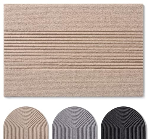 Blumtal - Tapis Entree Interieur et Exterieur 40x60 cm - Tapis Exterieur antidérapant - paillasson en Polyester très résistant - absorbe la saleté - Tapis Lavable en Machine - Beige Motif Rayures