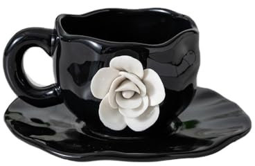 Ceramic Coffee Cup and Plate Set, Mug Salad Plates Dinner Plates Pasta Dessert Plates Serving Trays for Appetizer Sushi, Fruit (Coffee Cup)