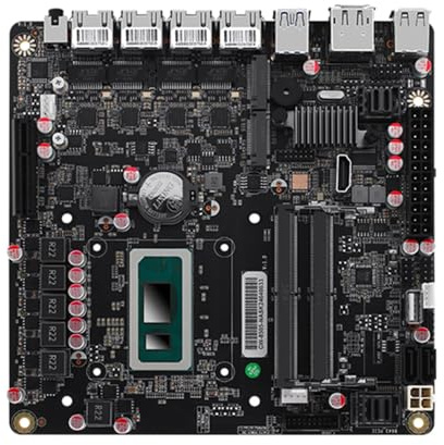 HKUXZR Motherboard, Firewall VPN Router Intel i5-12450H Quad Core DIY 2xSFF-8643, 4 Ports i226-V 2.5GbE LAN, 2 x DDR5, 2 x M.2 NVMe PCIE X4, 6 x SATA3.0, HDMI2.0 DP USB4 Type-C, ITX 17 x 17 CM