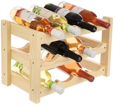 GoodFreshDecor Weinregal Flaschenregal Holz Für 12 Flaschen Holzregal Flaschenhalter Weinflaschenhalter Weinständer Kiefernholz Naturfarbe Stabil 43 x 24 x 29 cm