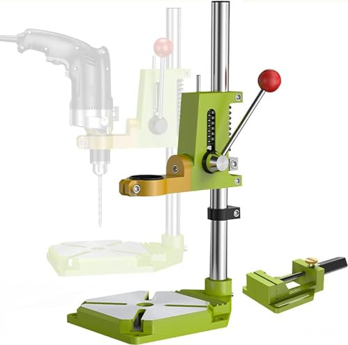 ZHJOPP Drill Press Stand, Drill Press Stand for Hand Drill with Vise, Multifunction Bench Drill Press Stand Bench Clamp Support Tool, Gifts for DIY Lovers (A+VISE)