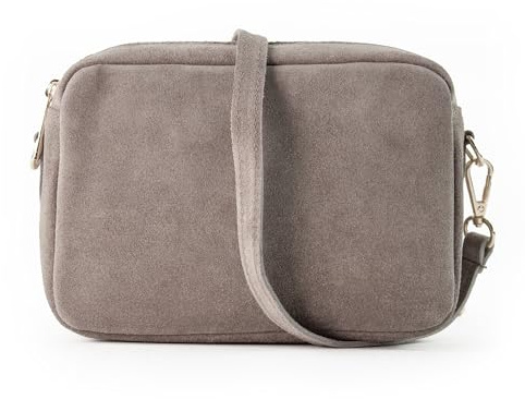 lePelou Wildlederhandtasche, Leder Umhängetasche mit wechselbarem Schultergurt, Crossbody Tasche, kleine Handtasche mit wechselbarem Schultergurt (Taupe)