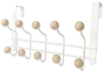 JNJOOD 5 Haken über der Tür mit Holzkugeln, Multifunktionales Badezimmer im Modernen Design