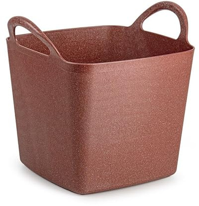 Eco Friendly Square Flexi Tub Versatile Multi Purpose Flexible Rubber Storage Container Bucket (Made from 100% Recycled Plastic + Aluminium) (Red, 16 Litre)