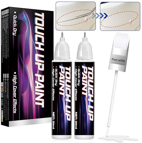 HuakChai rimuovi graffi auto, vernice aut per ritocchi 2 in 1, riparazione professionale di penna ritocco carrozzeria, ritocco vernice autos con colori precisi, togli graffi automobile facile (Bianco)