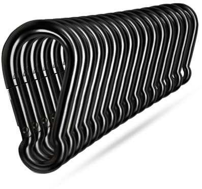 Ekunbuy Black Carabiner Clip, Heavy Duty Spring Snap Hook Quick Link for Outdoor Camping, Hiking, Fishing, Swing Set, Hammock, Keychain