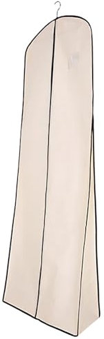QiaoRong Custodie per Abiti con Strascico, Grande Sacchetti Vestiti con Finestra Trasparente Buste per Vestiti per Abiti, Uniformi, Abito da Sposa con Strascico, Beige(180x60x25cm/71x24x10in)