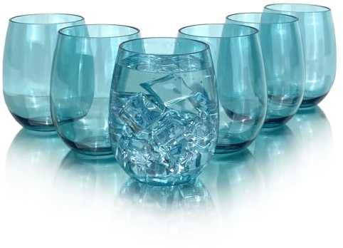 yongzhenlite Set di 6 bicchieri da vino in acrilico, da 590 ml, in plastica, per feste, senza BPA, lavabili in lavastoviglie (color foglia di tè)