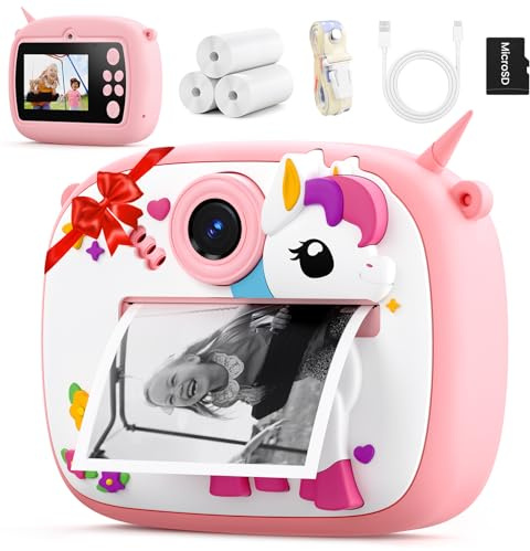 Kids Camera Instant Print, Kids Digital Camera with Photo Printing, Print Paper & 32GB Card, Kids Print Camera Birthday Gifts for Girls Boys 3 4 5 6 7 8 9 10 Year Old