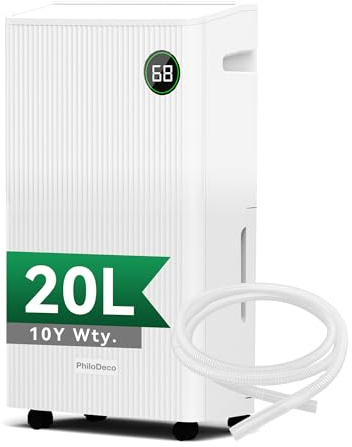20L/Day Dehumidifier for Home, Dehumidifier with Automatic Humidity Sensor & Display, 24Hr Timer, Laundry Drying, Continuous Drainage, 5.5L Large Water Tank (20L Compressor Dehumidifier)