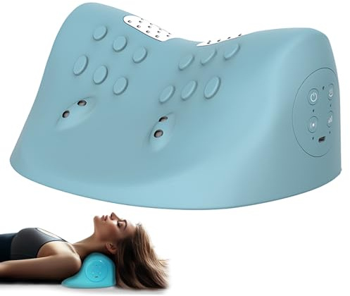 EMS Nackenmassagegerät mit Wärme, Elektrische Nacken Massagegerät Kabelloses, 3 Modi 6 Frequenzen Nacken Entspannungskissen, Nackenmassagekissen für Entspannung und Akupressur