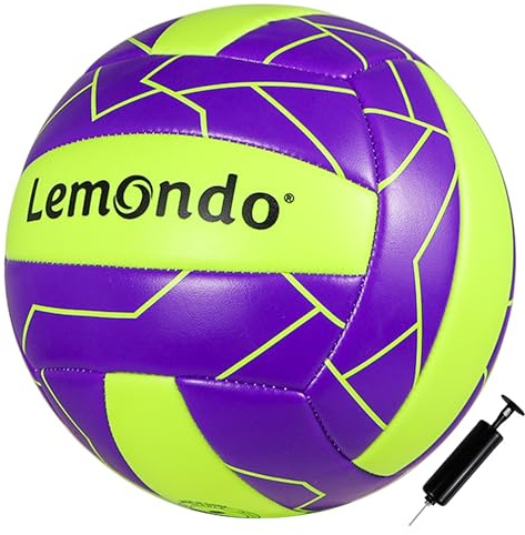 Lemondo Soft Volleyball PU – Größe 5 mit Ballpumpe – Wasserfester Spielball für Strand, Training, Indoor & Outdoor – Komfortabler Grip(mit Pumpe)