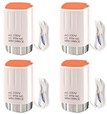 4 actuadores para calefacción por suelo radiante, 230 V M30x1,5 NC (cerrado sin corriente) Servomotor para calefacción por suelo radiante, actuador térmico, válvula de calefacción por suelo radiante p