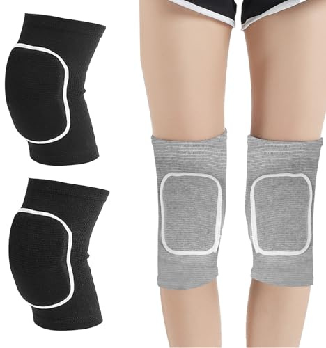 Volleyball-Ellenbogenschützer mit dicken Schwammpolstern, Ellenbogenschoner, atmungsaktive schützende Armbandagen mit weichen Stützkissen für Fitness, Tanz, Sport, Herren und Damen, Grau, Schwarz, 2