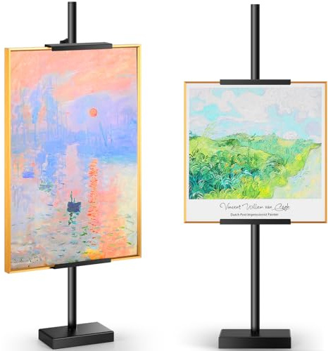 Rofio Adjustable Tabletop Easel Stand, Picture Easel Stand up to 17” H, Metal Picture Frame Holder for Artwork, Photo, Signs & Certificates (Black)