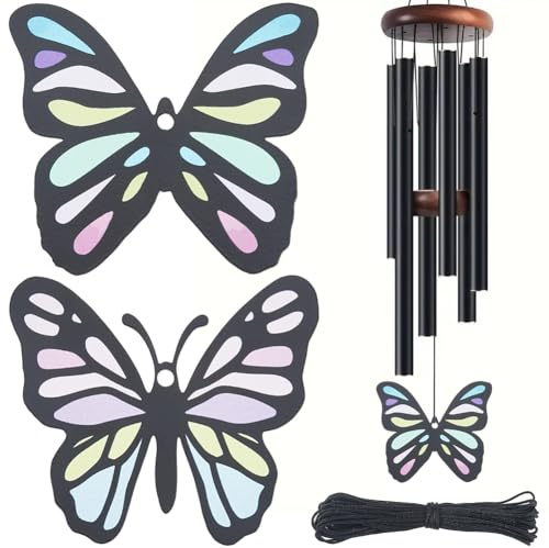 CREATCABIN 2 pièce Rechange Métal pour Carillon Éolien Papillon avec Cordon Nylon {60} cm Kit Réparation pour Cloches Loisirs Créatifs Décoration Suspendue pour Maison Ou le Jardin Cadeau Condoléances
