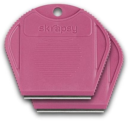 skrapsy - Der Universalschaber (rosa), 2er-Set inkl. 2 Klingen, Kochfeldschaber, Glasschaber, Küchenschaber, Skrapsy für Kochfeld, Schaber für Klebereste