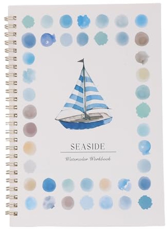 Elprico Cahier D'exercices D'Aquarelle, Relaxant et Facile à Peindre, Livre de Coloriage à L'eau pour Débutant avec Pinceau Aquarelle 12 Couleurs, Parfait pour Offrir pour Stimuler la (Bord de mer)