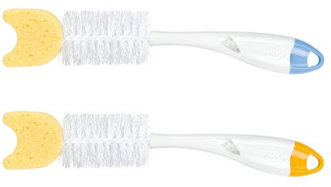 Nuk 10256278 Flaschenbürste 2 in 1 mit Schwamm, Farbe nicht wählbar, 2er Pack (2 x Flaschenbürsten)