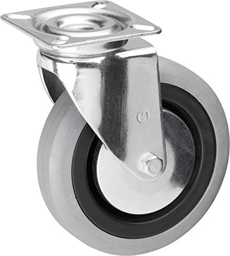 Metafranc 800670 Rueda giratoria diámetro, 60 x 60 mm, de Goma, rodamiento de Deslizamiento, Ø 100 mm