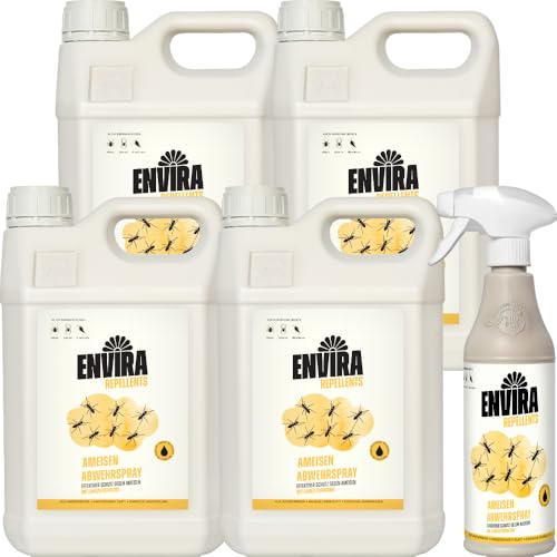 Envira Ameisenspray 500 ml + 4x 5 L - hochwirksam gegen Ameisen im Haus | Ameisen Spray für Wohnung, Balkon, Terrasse und Garten - Ameisen loswerden, Ameisenmittel und Ameisenschutz
