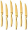 Bisda Juego de 6 Cuchillos de carne oro serrado Steak Knives acero inoxidable sierra Cuchillo para Carne 22cm de largo cuchillos de mesa cuchillos de cocina lavavajillas seguro