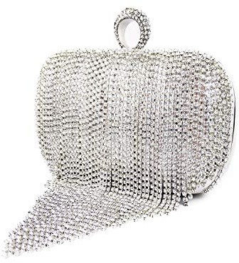 Pochette du soir pour femme, sac à main de broderie de créateur, sac à main du soir, sac de mariage, porte-monnaie pour femmes (Argent)