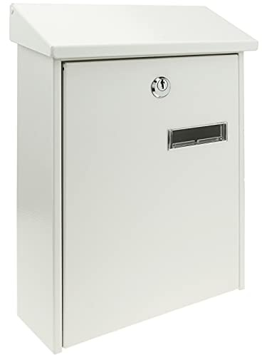 PrimeMatik - Cassetta delle Lettere Casella Postale e Posta Metallico di Colore Bianco da Parete 235 x 75 x 315 m