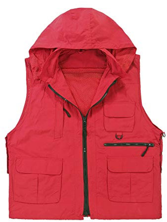 Daoba Uomo Cappuccio Gilet per Sport Outdoor capacità Multi-Tasche Adatto alla Caccia Pesca Fotografia Impermeabile Donna