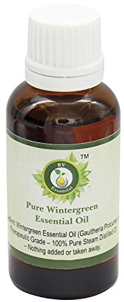 Aceite esencial de Wintergreen | Gaultheria procumbens | Para pain alivio | 100% natural puro | Vapor destiló | Grado Terapéutico | Wintergreen Essential Oil | 100ml | 3.38oz By R V Essential