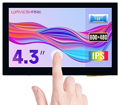 Waveshare 4.3inch LCD Capacitive Touch Display for Raspberry Pi 4B/3B+/3A+/3B/2B/B+/A+ 800×480 IPS Wide Angle MIPI DSI Interface Screen