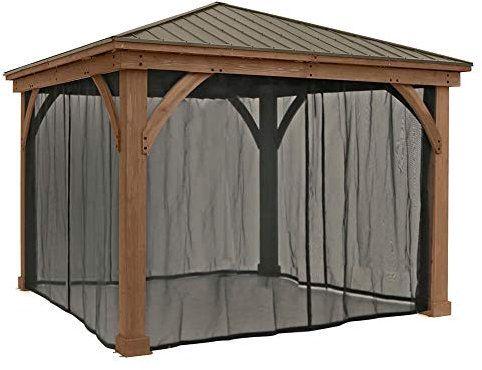 WESTMANN Moskitonetz für Pavillon Devon 12x12 | Reißverschluss Schwarz | Fliegengitter 4 Seitenteile für Insektenschutz inkl. Laufschienen-System