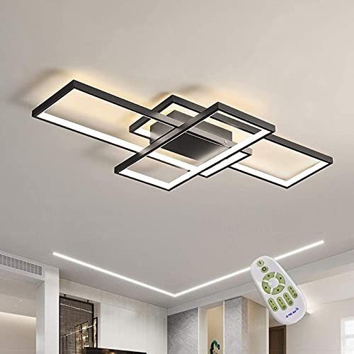 LED-taklampa Modernt vardagsrum Ljuskrona Dimbar Kreativ designlampa Takarmatur Belysning Vardagsrumslampor Sovrumslampor Studiekontor Taklampa,Black,90x50x6.5cm