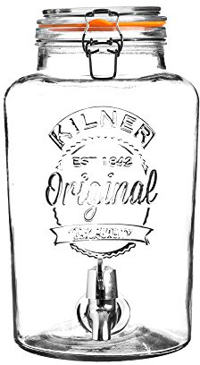 Kilner 5 Litre Glass Storage Jar with Dispensing Tap Airtight Clip Top for Serving Beverages, Cocktails, and Infused Drinks Ideal for Parties & Buffets