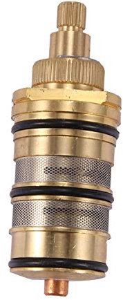 Sucute Vanne thermostatique, cartouche thermostatique, cartouche et poignée pour robinet mélangeur, barre de douche, mitigeur de douche, Or, Métal, 2 ports, 3.27 pouces, Filetage, 83 mm, Laiton