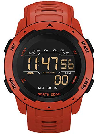 Elettronico Della Vigilanza di Sport Outdoor Di Sopravvivenza Multifunzione Orologio Da Polso Con Pedometro/Calorie Counter/Cronometro 50M Orologio Impermeabile Militare Per corsa Nuoto (Red)