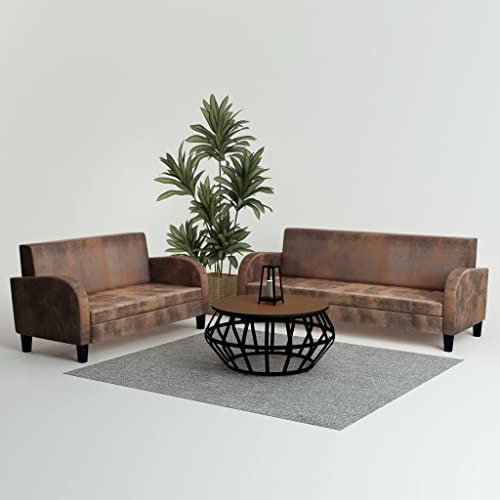 INLIFE Sofa-Set 2-TLG. Kunstleder in Wildleder-Optik Braun