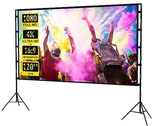 Projector Screen with Stand 120 inch Portable Projection Screen lejiada 16:9 4K HD Projections Movies Screen with Carry Bag for Indoor Outdoor Home Theater Backyard Cinema Travel