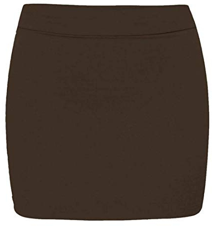 Colop Womens Plain Stretch Bodycon Short Mini Office Ladies Pencil Skirt Size 8-26 (Brown, 8-10)