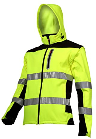 Lahti PRO Warnschutz-Jacke Softshell Arbeitsjacke, Größe: L, Farbe: Neongelb, Warnschutz-Pilotenjacke, Warnjacke, Berufsjacke, Schutzjacke, Herrenjacke mit reflektierenden Streifen