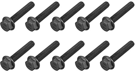 METALLIXITY Flanged Hex Head Bolts (M8x45mm) 10pcs, Hexagon Serrated Flange Bolt Fully Thread Screw - for House Construction Hardware Fasteners