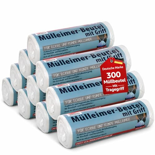 Müllbeutel Premiumline - Besonders reißfest und wasserdicht - Mit Trage-Griff/Henkel (35 Liter Premium, 10er Pack)