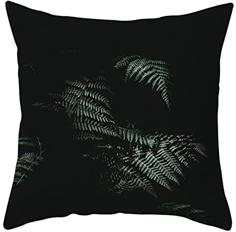 1 Kissenbezug 50x50cm, Kopfkissenbezug Schwarz Farne Pflanzen Polyester Kopfkissenbezug Sitzkissen Dekokissen Couchkissen Dekoration