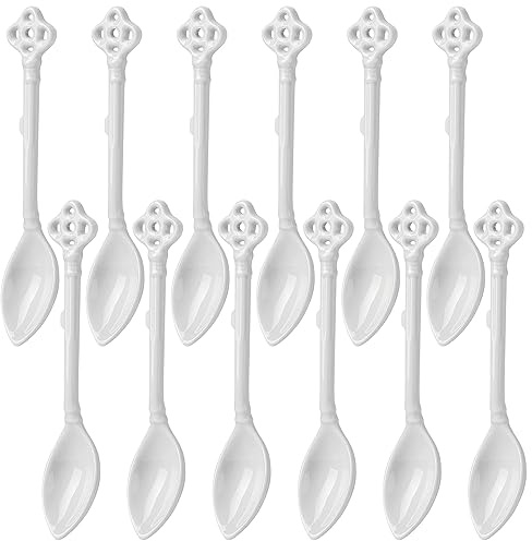 Evannt Espresso Spoons Set of 12, Ceramic Coffee Spoons, Long Handle Demitasse Espresso Spoons, Porcelain Small Coffee Stirring Spoon (White)